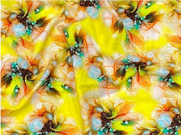 Fluid Florals - Digital Faux Silk Cotton - Cheap Fabrics