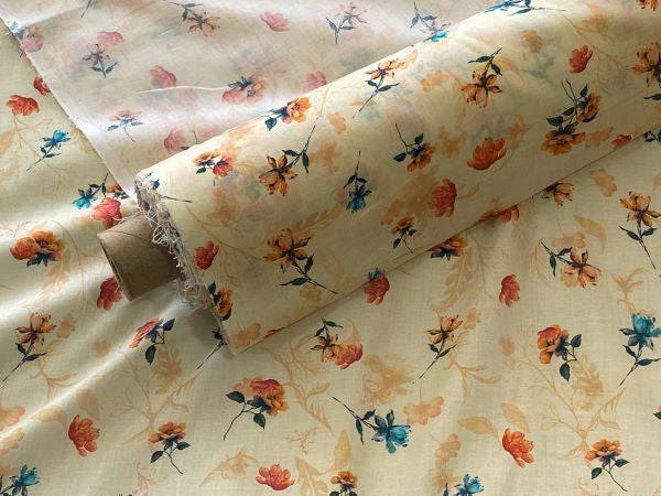 Flowered Stems - Digital Printed Cotton