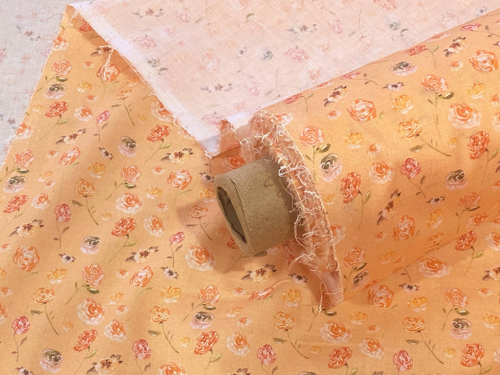 Peach Roses  - Digital Printed Cotton