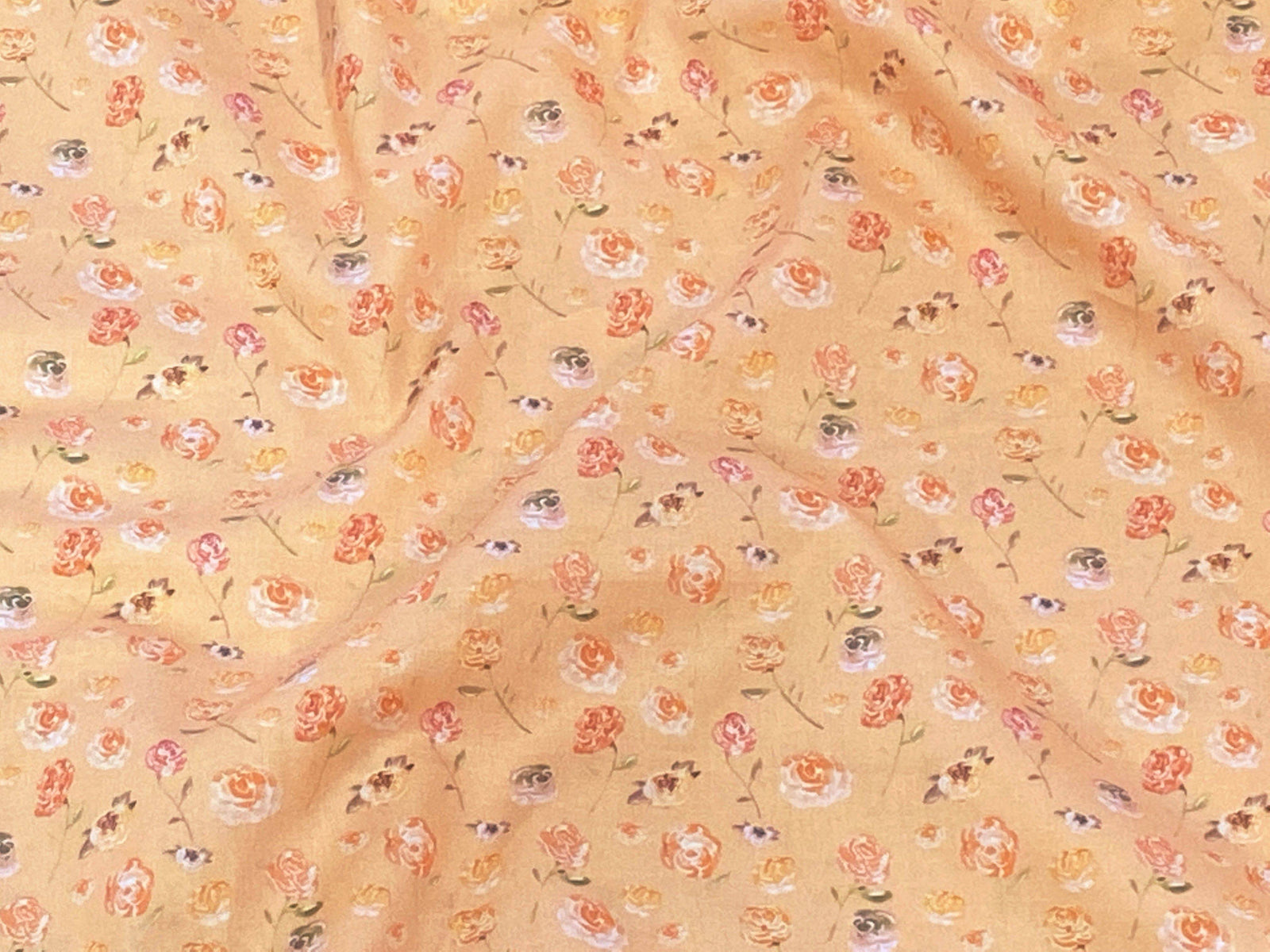 Peach Roses  - Digital Printed Cotton