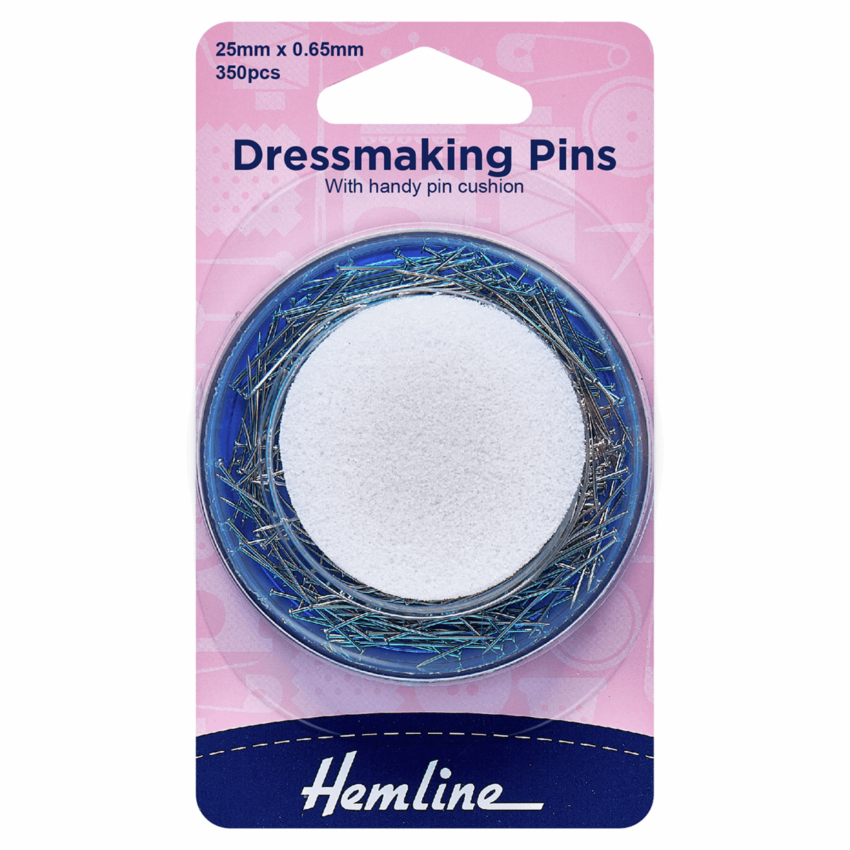 Dressmaking Pins & Handy Pin Cushion: 25mm: 350 Pieces