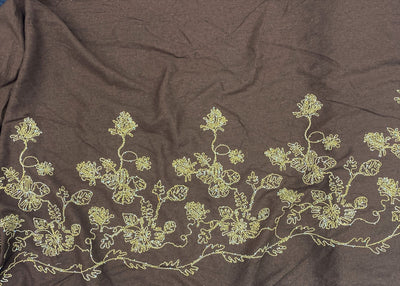 Embroidered Border - Faux Linen