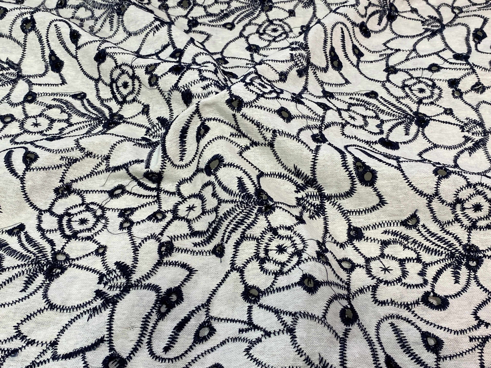 Floral - Embroidered Anglais Faux Linen
