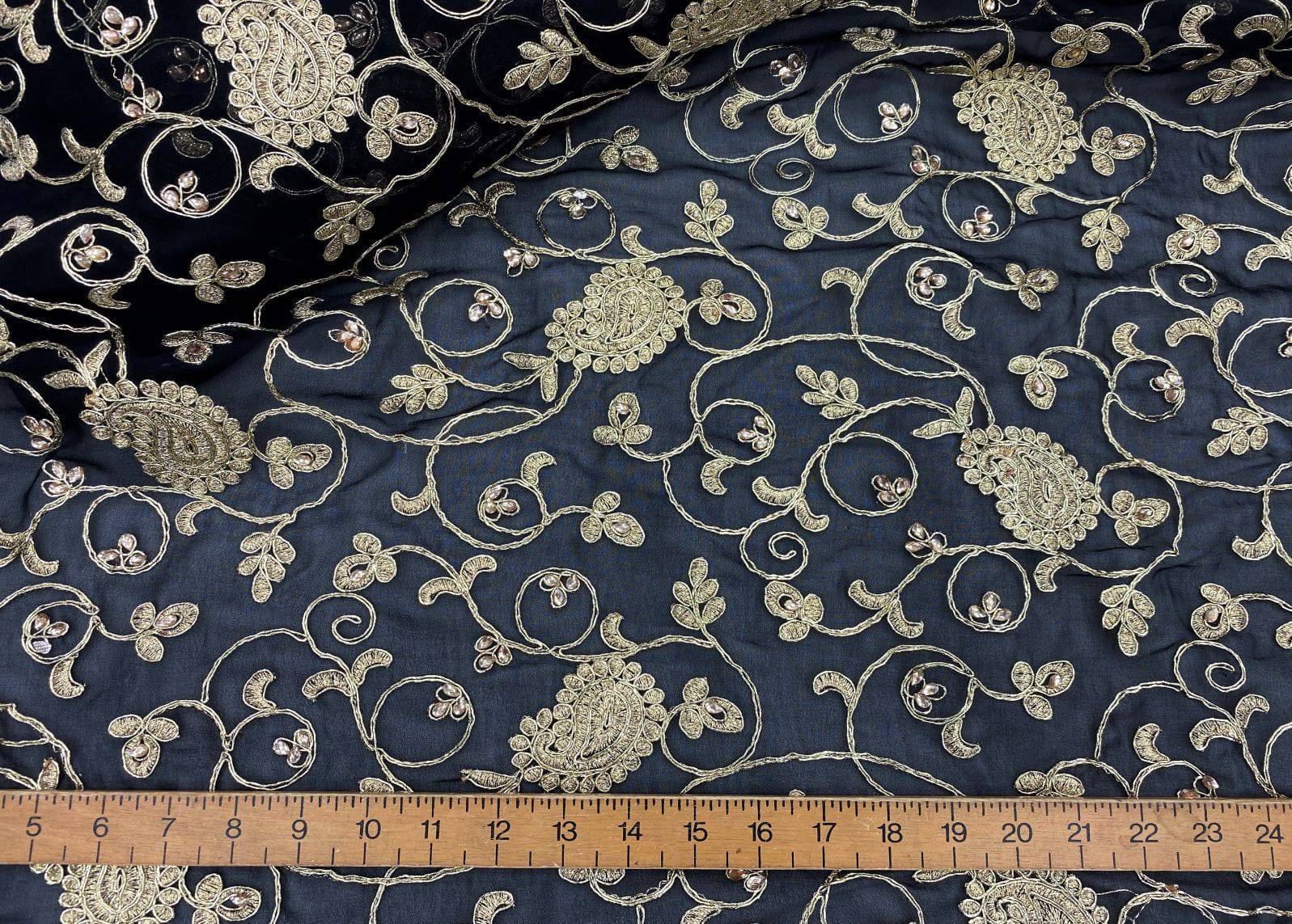 Clustered Paisley Embroidered Georgette