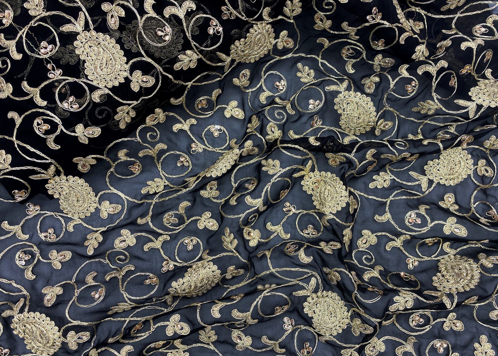 Clustered Paisley Embroidered Georgette
