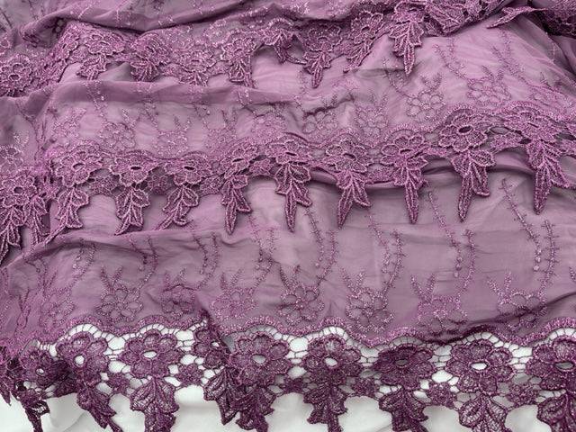 Embroidered Georgette Lace - Tiered Border (END OF LINE) - Cheap Fabrics