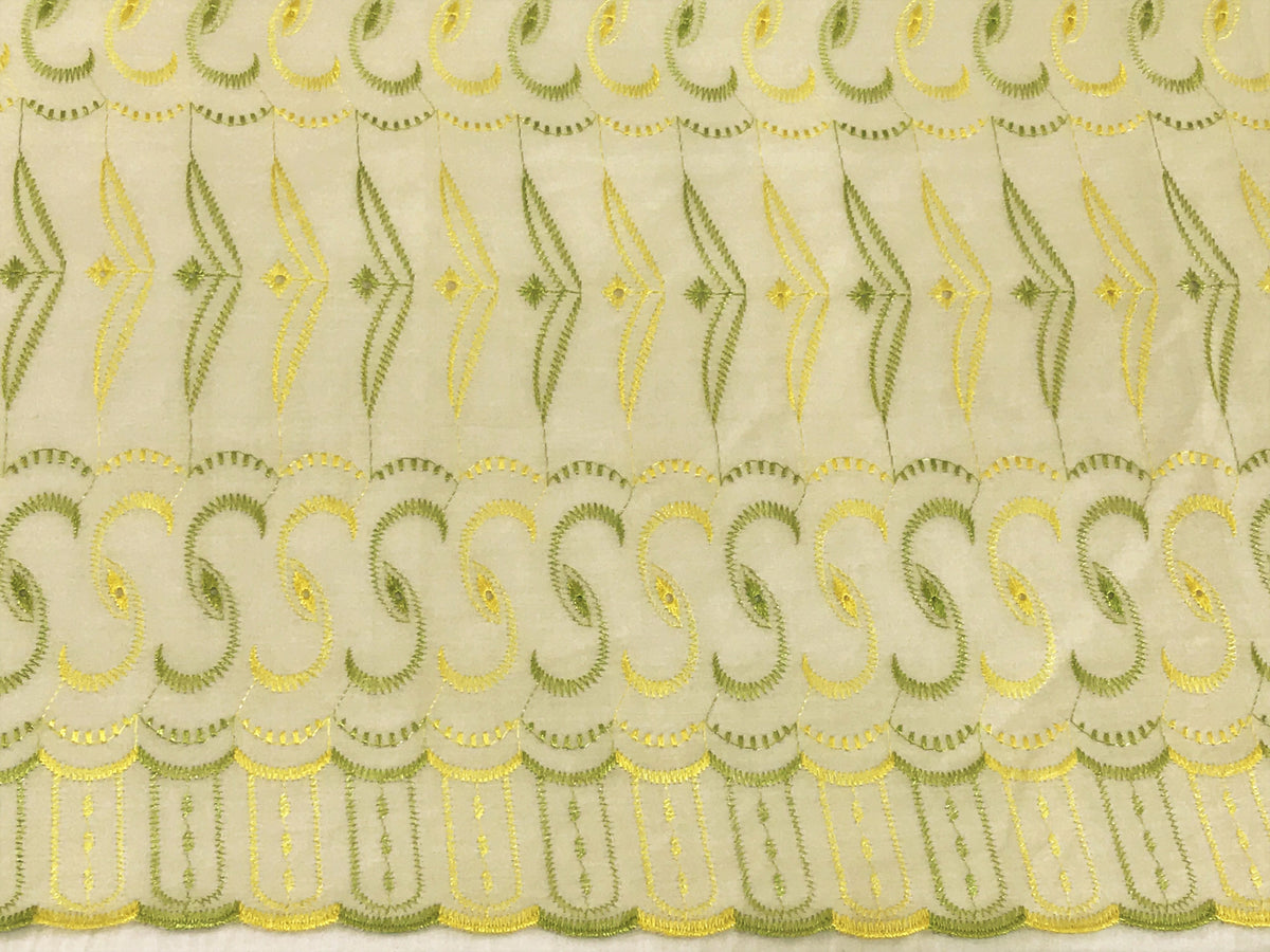 Yellow/Lime Embroidery Anglais - 1 Mtr Remnant