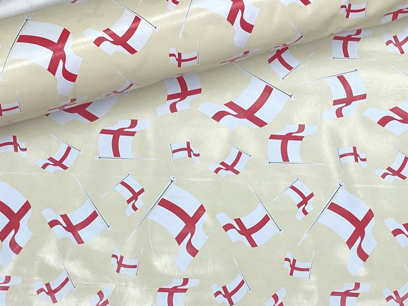 Come On England Flag Wipe away Table Cloth - PVC Tabling - Cheap Fabrics