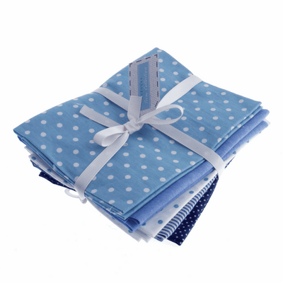 Fat Quarter Pack: Cotton Linen: Blue (5 pcs)