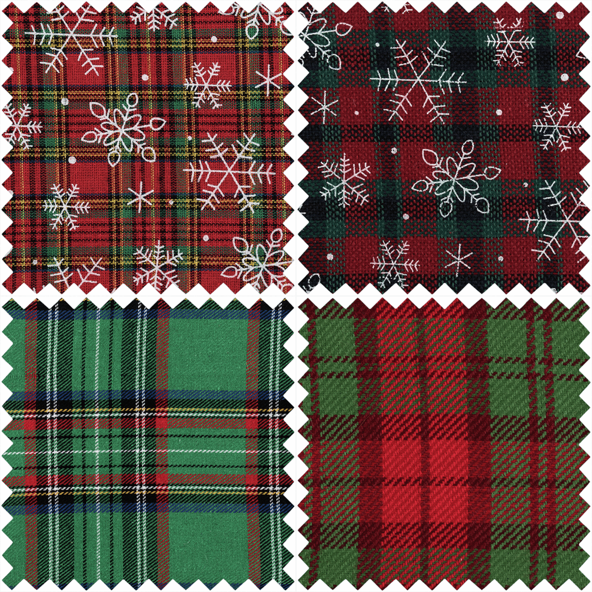 Fat Quarter Bundle - Tartan 4 Pieces Greens
