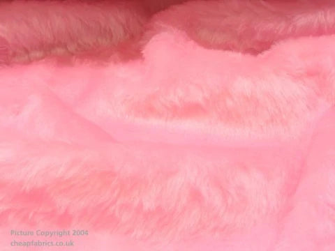 Pink Plain Faux Fur Fabric - 80cms Remnant