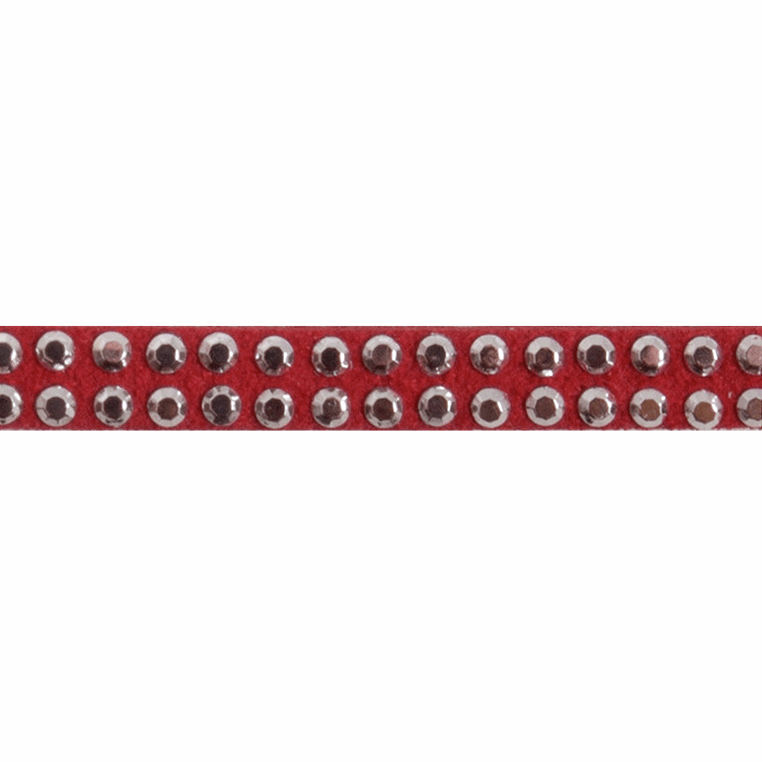 Faux Suede Diamante Trim - Red - Cheap Fabrics