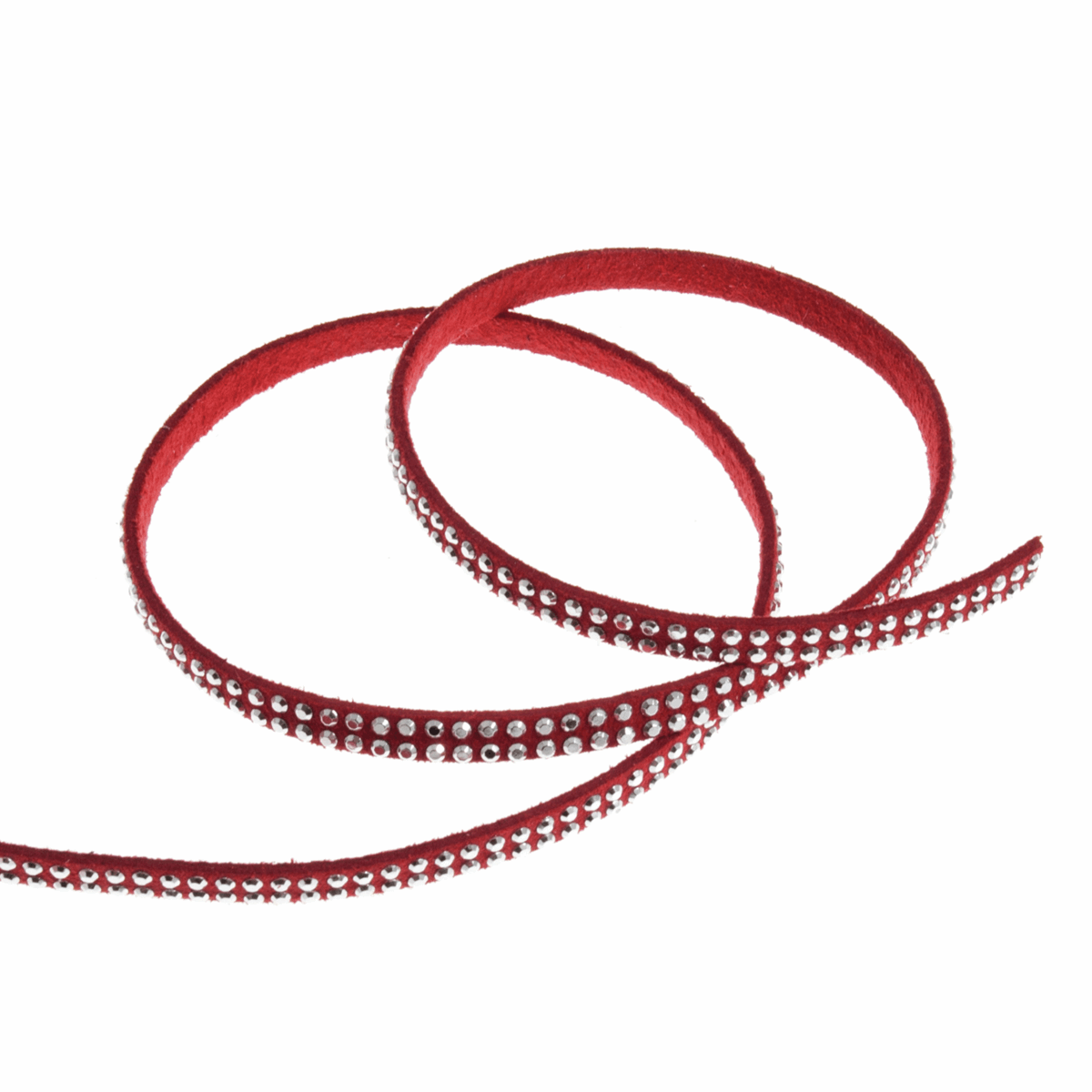 Faux Suede Diamante Trim - Red - Cheap Fabrics