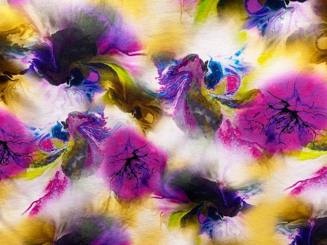 Floral Romance - Digital Faux Silk Cotton