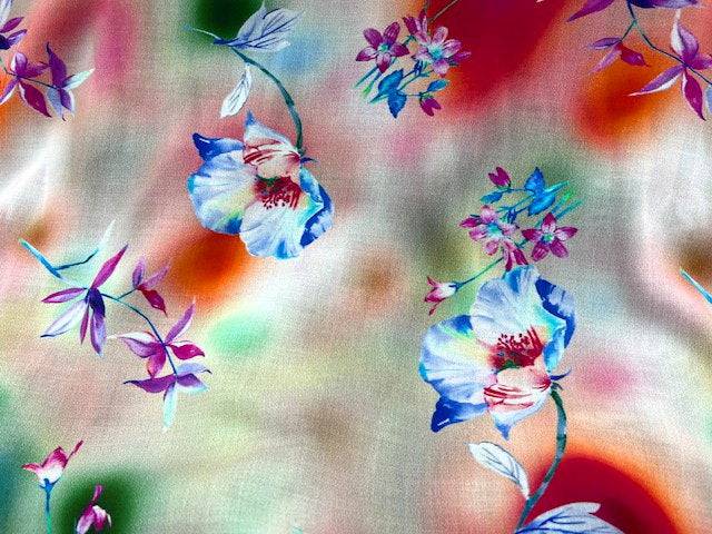 Floating Flowers - Printed Viscose - Cheap Fabrics