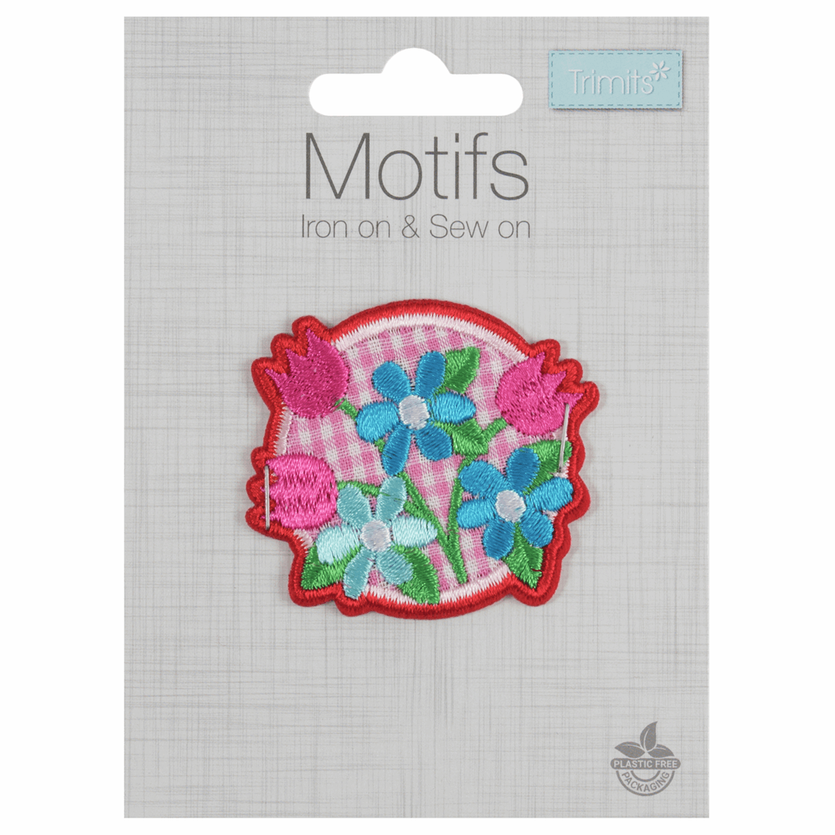 Floral Gingham Patch- Iron -On & Sew-On