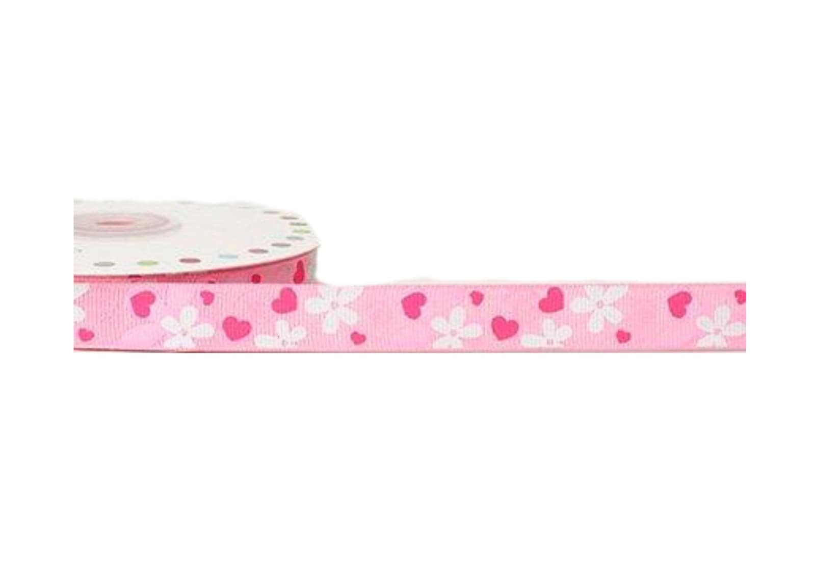 Pink Flowers And Hearts Grosgrain Ribbon - Cheap Fabrics