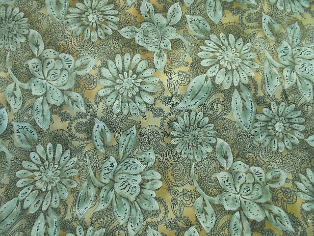 Pea Green Floral - Printed Crepe