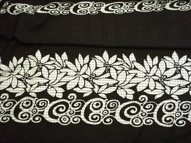 Floral Border - Basketweave Voile