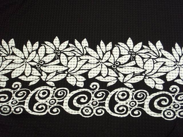 Floral Border - Basketweave Voile