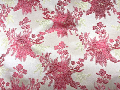 Coral Gold Myrtle Brocade Fabric