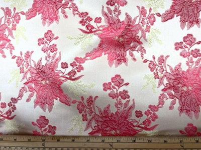 Coral Gold Myrtle Brocade Fabric