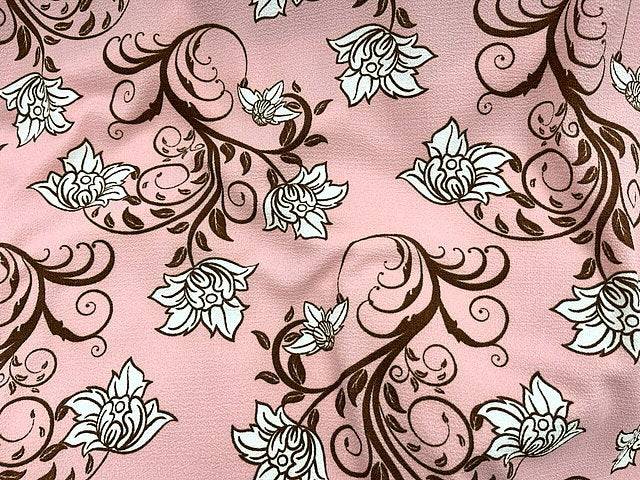 Floral Curl - Bubble Printed Crepe - Cheap Fabrics