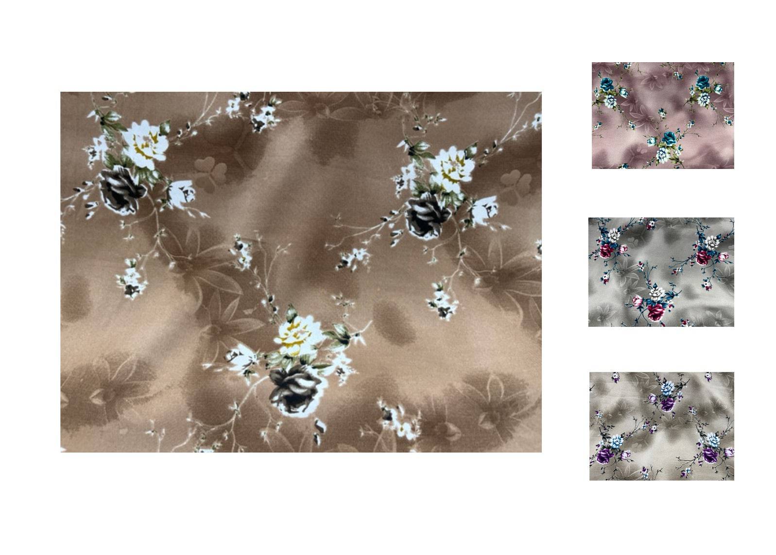 Floral Silhouette - Clearance Printed Crepe - Cheap Fabrics