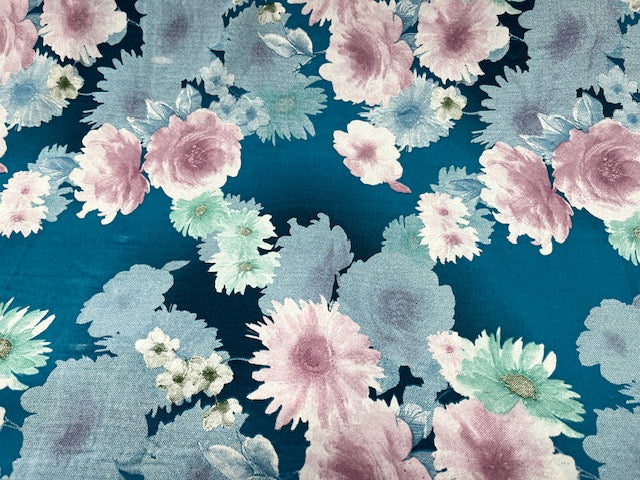 Floral Tranquility - Clearance Printed Crepe