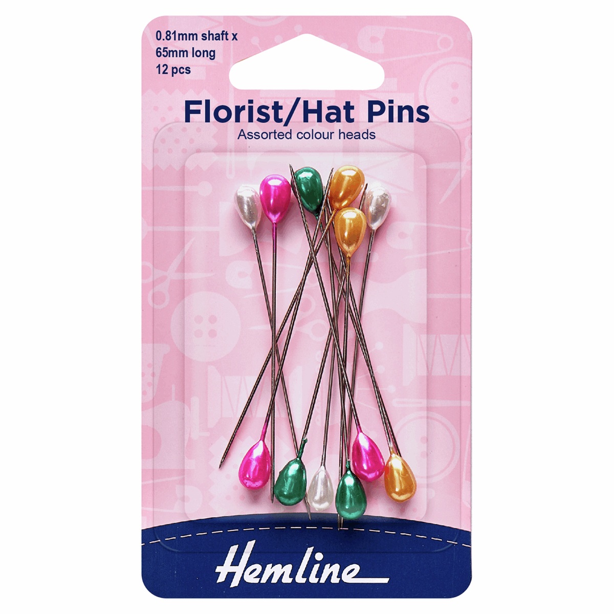 Pins - Florist/Hat: Multi: 65mm (12 Pcs)