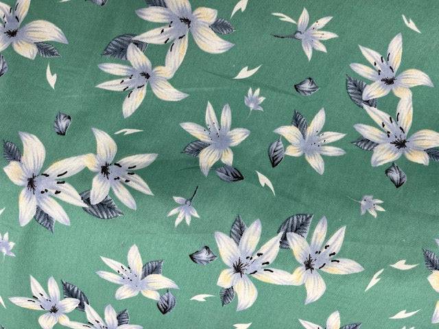Fresh Lillies - Clearance Printed Crepe - Cheap Fabrics