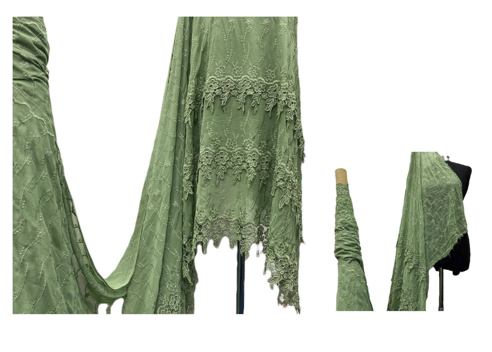 Embroidered Georgette Lace - Tiered Border (END OF LINE) - Cheap Fabrics