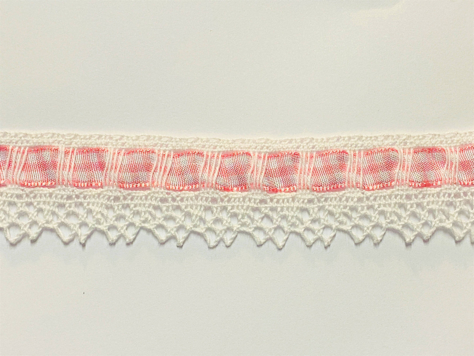 Anglaise Cotton Lace With Gingham Trim - Cheap Fabrics
