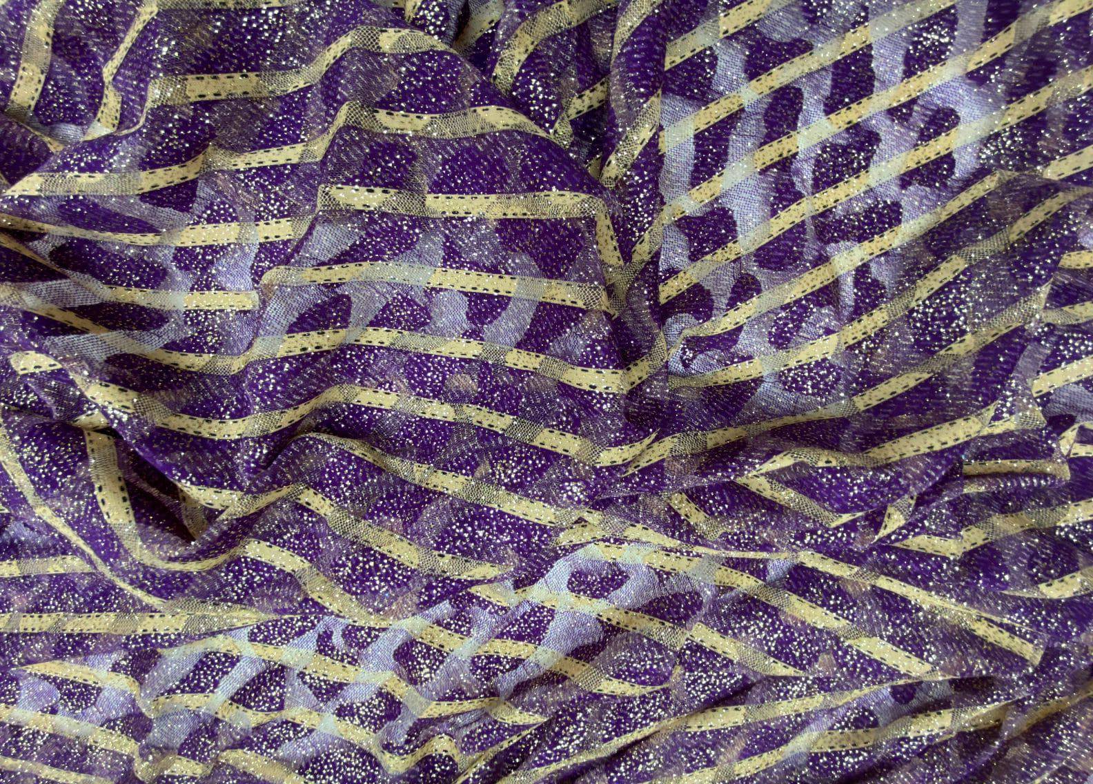 Glamour Glittered Tulle - Striped Abstract