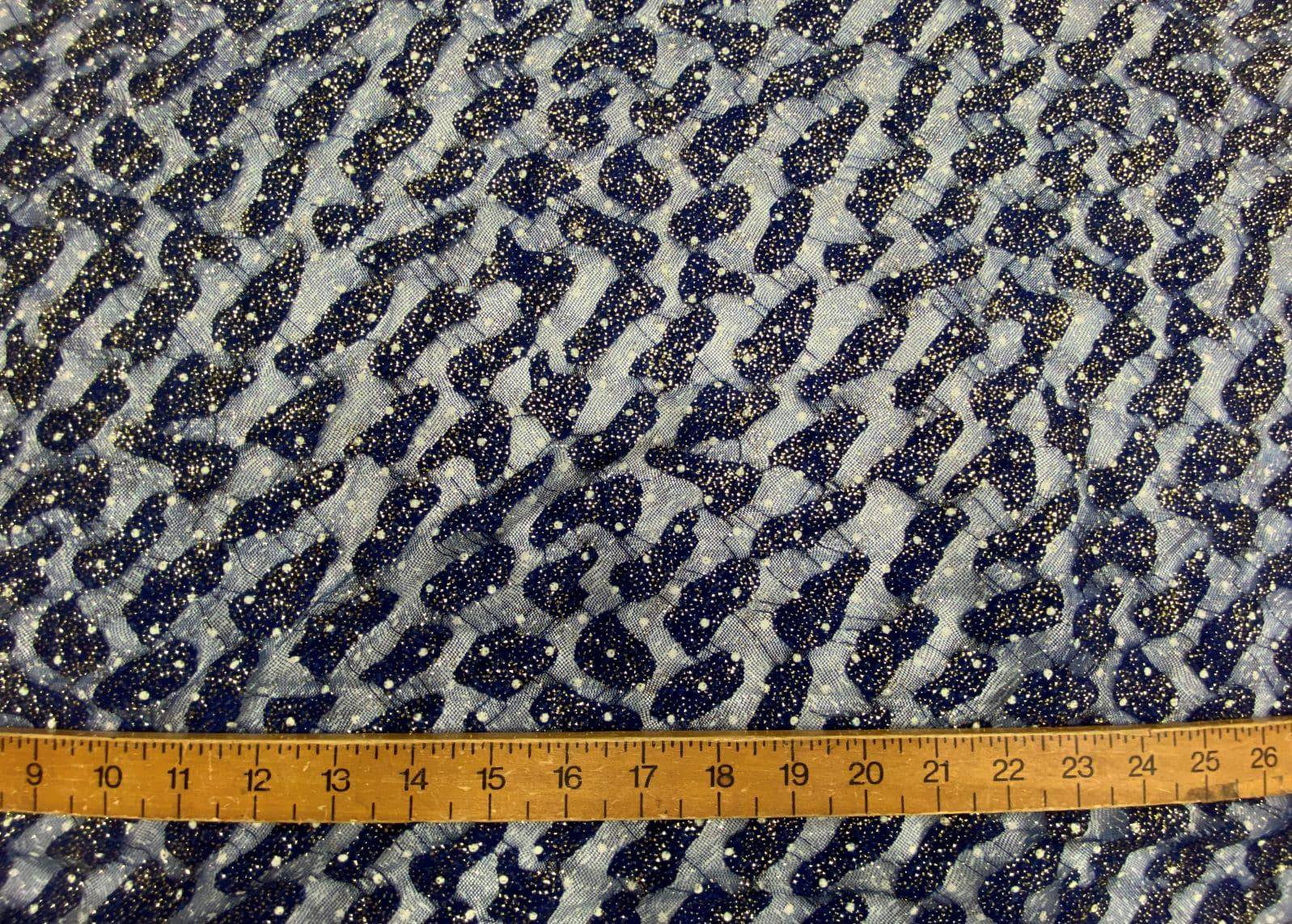 Glamour Glittered Tulle - Navy Abstract