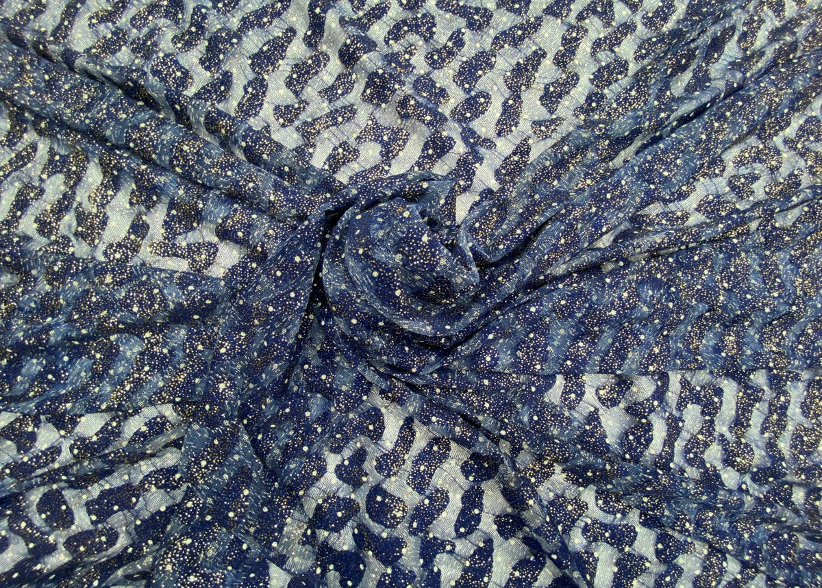 Glamour Glittered Tulle - Navy Abstract