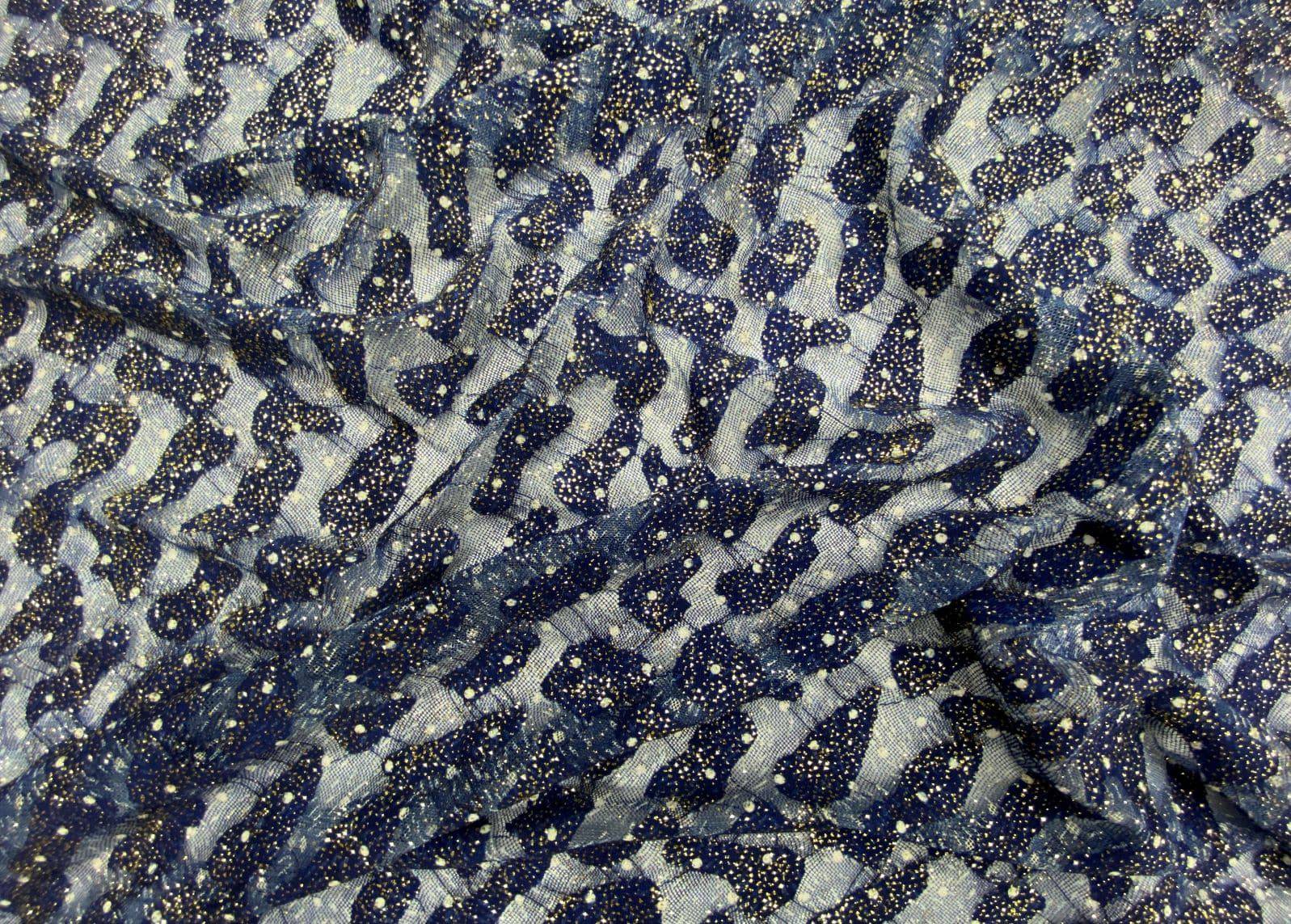 Glamour Glittered Tulle - Navy Abstract