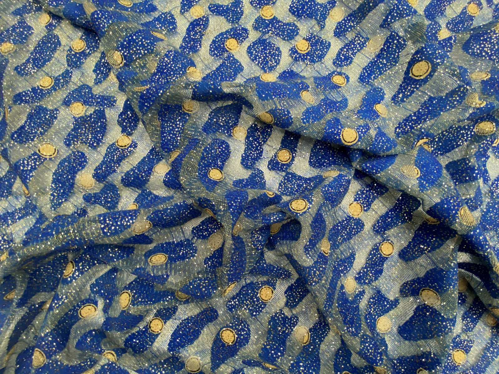 Glamour Glittered Tulle - Royal 10mm Polka Abstract