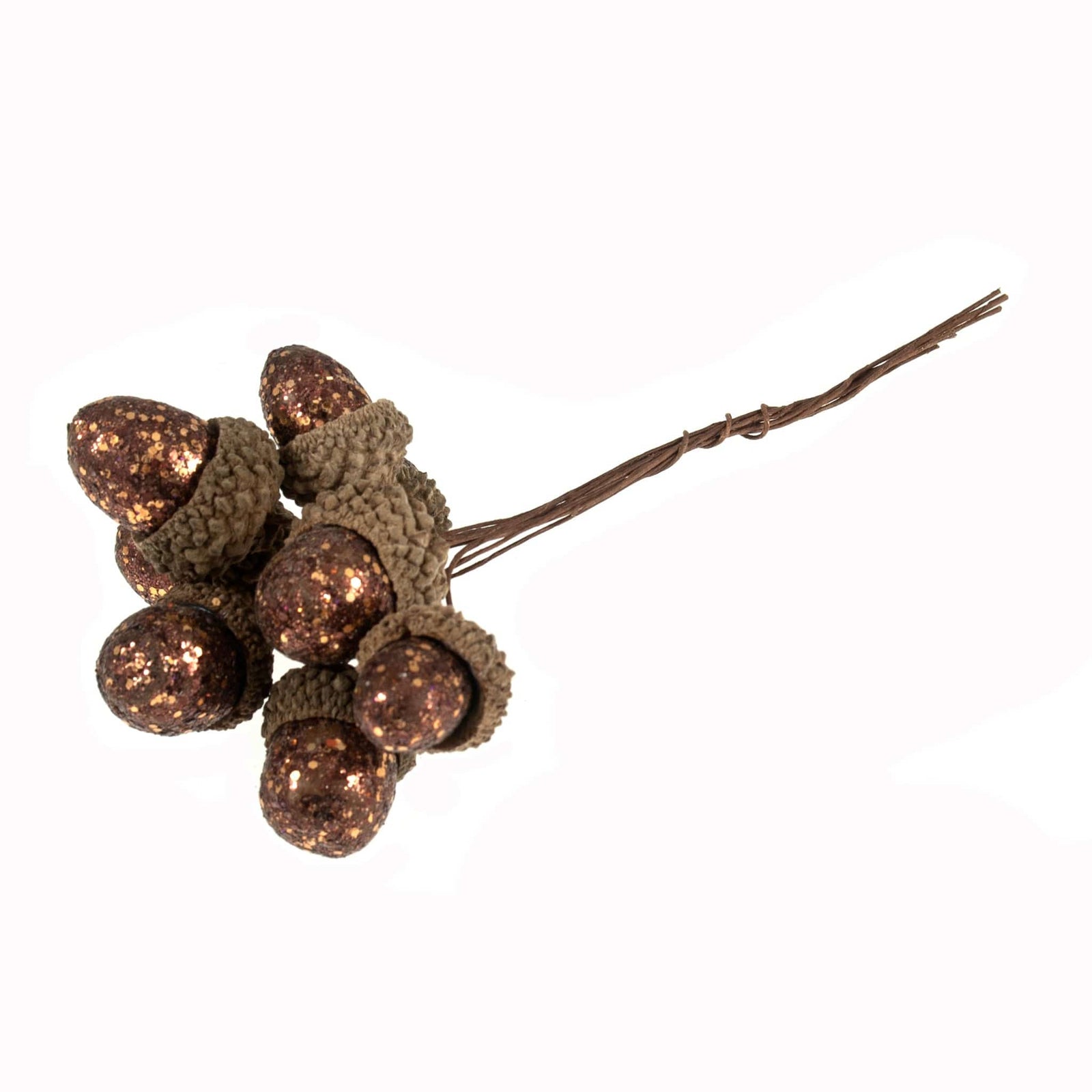 Glitter Acorns on Wire: -  Bunch of 8 - Cheap Fabrics