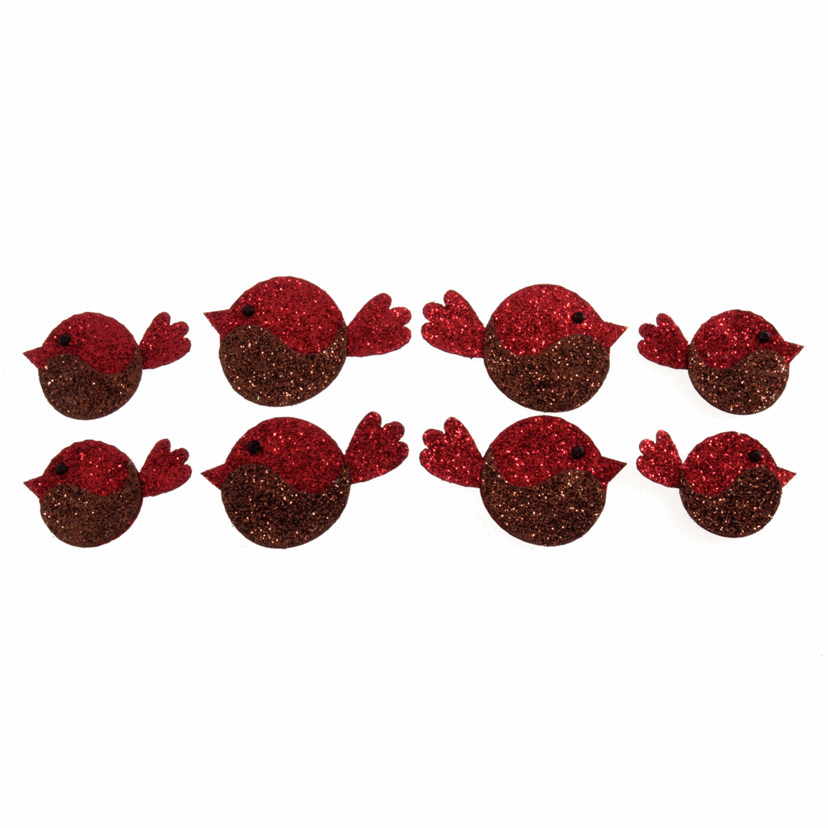 Christmas Craft Glittered Embellishments - Stick On Motifs GLITTERED ROBINS - Cheap Fabrics