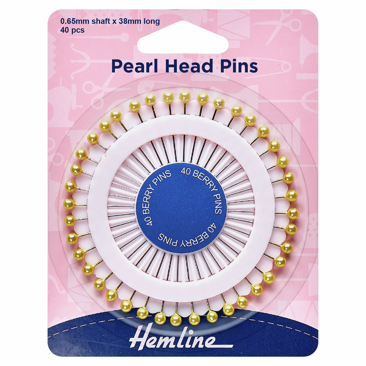 Pearl Plastic Head Berry Pins Wheel - 38mm Nickel (40 Pieces)