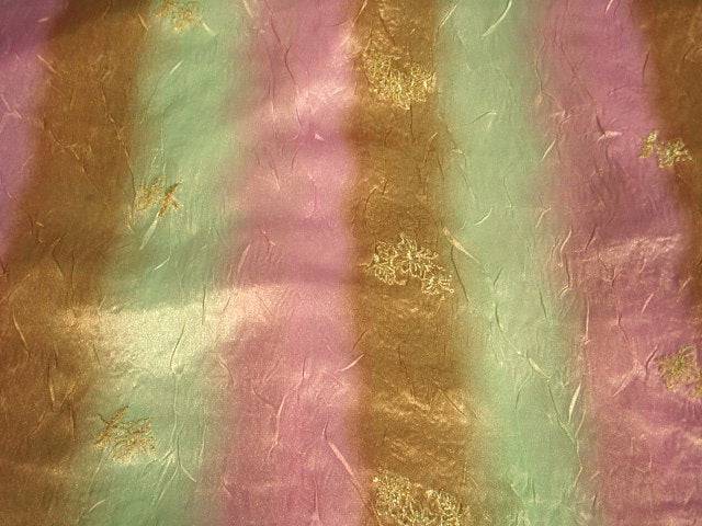 Embroidered Striped Satin - Clearance Fabric