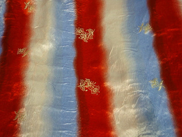 Embroidered Striped Satin - Clearance Fabric