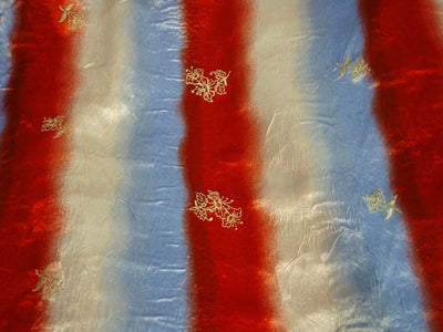 Embroidered Striped Satin - Clearance Fabric