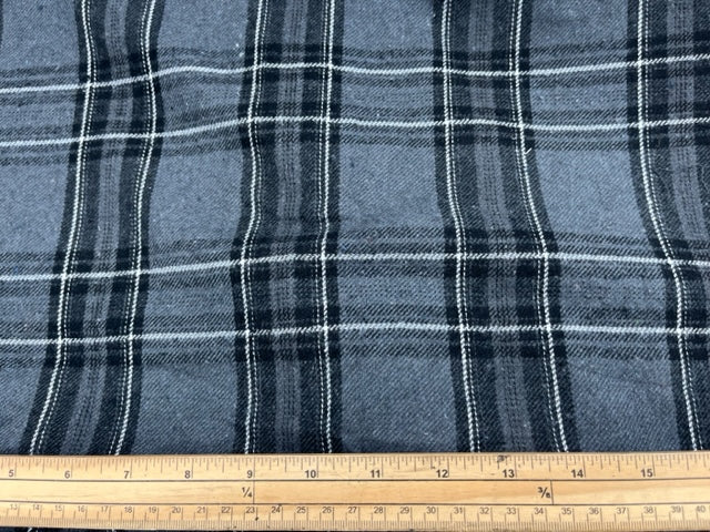 Grey Check - Brushed Cotton Blended Fabric