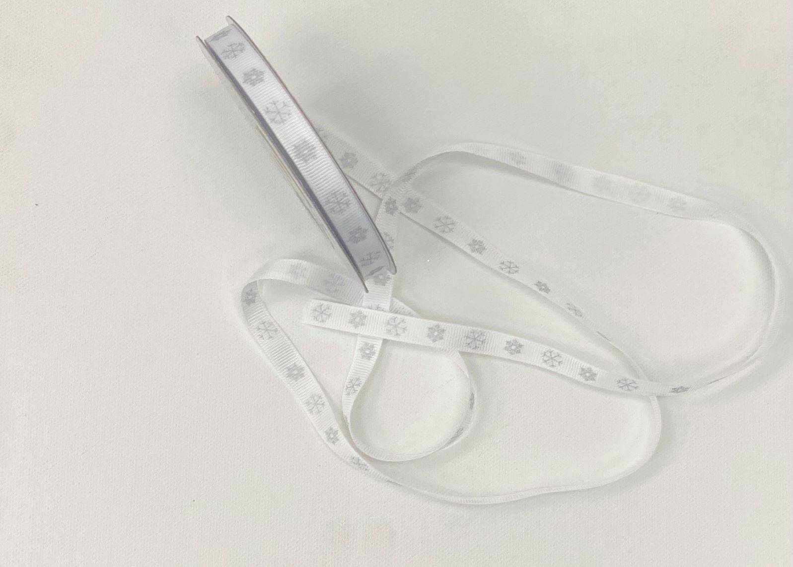 Christmas Grosgrain Ribbon - White Snowflake