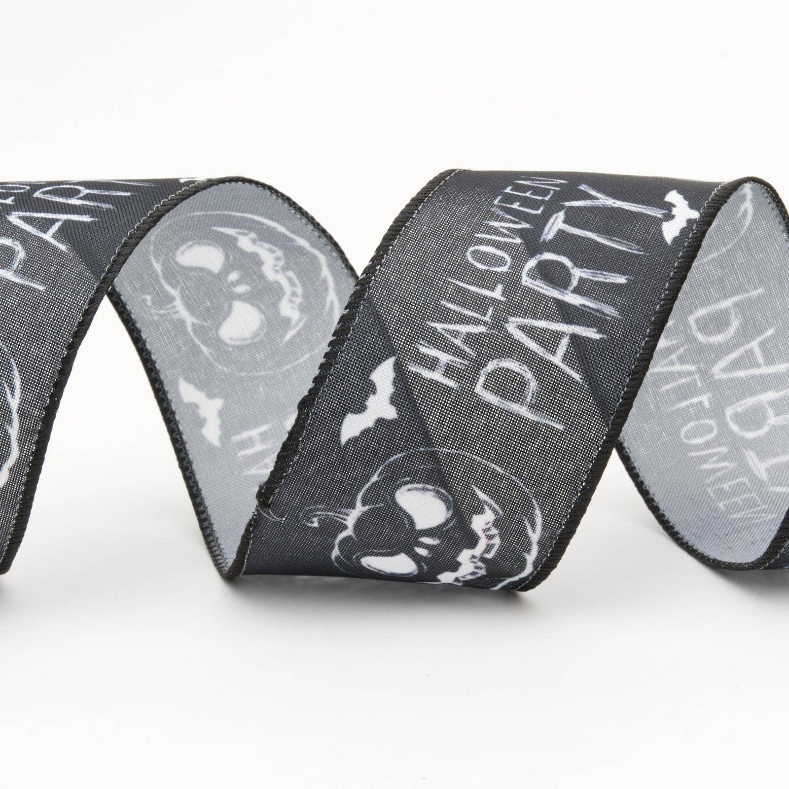 Halloween Wired Edge Hessian Ribbon - Pumpkin & Bats Party - Cheap Fabrics