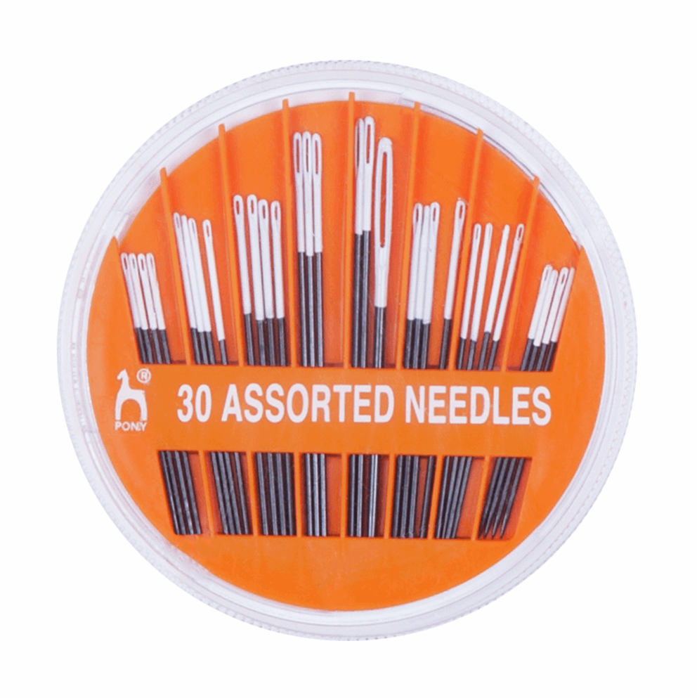 HAND SEWING NEEDLES: Black with White Eye Assorted Sizes & Types (Kinder to the eyes)