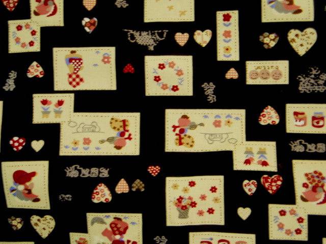 Black Hearts Print - Cotton Poplin Patchwork