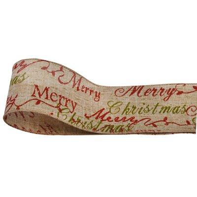 Hessian Wired Merry Christmas Ribbon